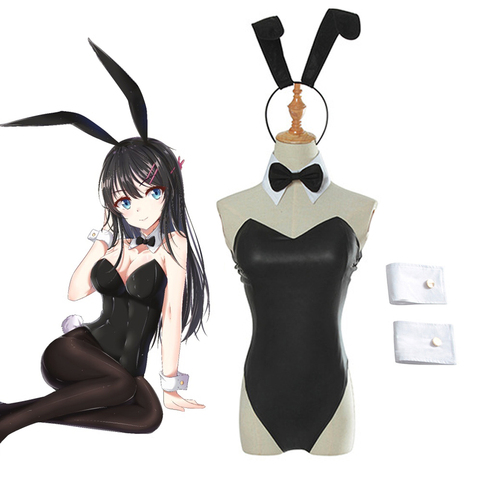 Sexy Cute Bunny Girl Cosplay Jumpsuit Anime Sakurajima Mai Bunny Girl Senpai Cosplay Costume Faux Leather Woman Rabbit Costumes ► Photo 1/6