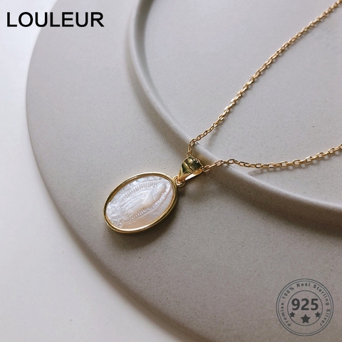 LouLeur 925 Sterling Silver Shell Maria Necklace Gold Original Western Style Madonna Pendant Necklace For Women Jewelry Gifts ► Photo 1/6