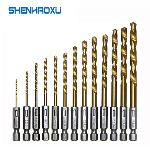 Drill Bit Set 6.35mm 1/4 Inch Hex Shank Twist Bits Multifunction Tools Electric Screwdriver Drill Wind Bit wood drilling 13pcs ► Photo 1/6