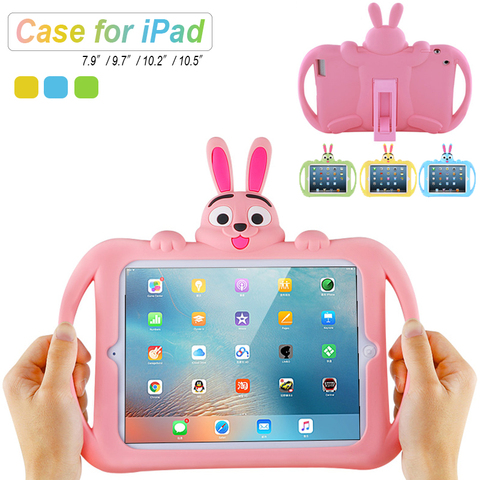 Kids Case for iPad 2 3 4 Soft Silicon Child Lovely Stand Tablet Cover for ipad 9.7 inch 2017 2022 mini 5 4 3 2 1 Air 2 3 pro10.5 ► Photo 1/6