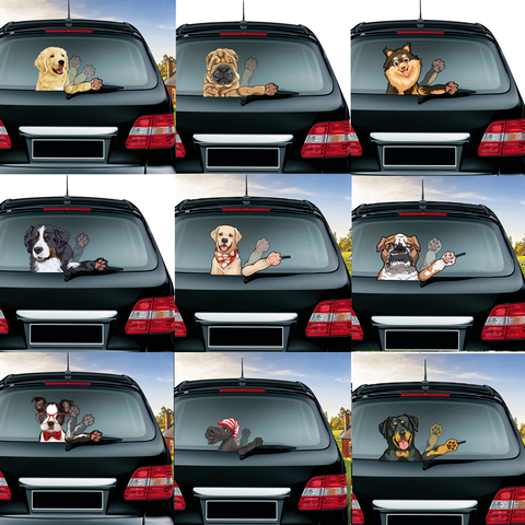 A Fierce Rottweiler Dog Removable Car Waving Wiper Rear Window Wiper Stickers Rear Windshield Car Sticker Car Styling Decoration ► Photo 1/6