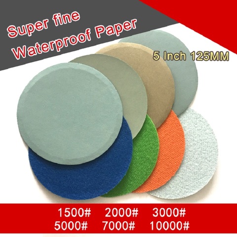 10PCS 5 Inch 125MM Flocking Waterproof  Abrasive Sandpaper Sanding Disc Hook Loop 800 to 10000 Grits Self-adhesive Wet & Dry ► Photo 1/6