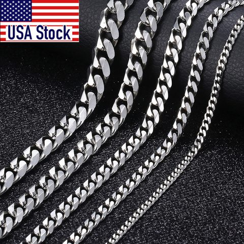 Size 3-9mm Men's Necklace Stainless Steel Cuban Link Chain Gold Black Silver Color Male Jewelry Gifts for Men KNM07 ► Photo 1/6