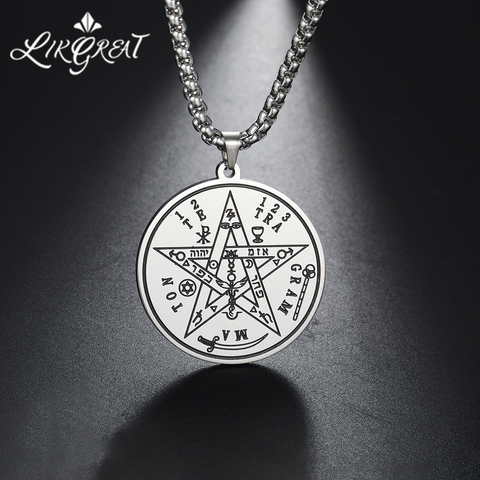 LIKGREAT Stainless Steel Satan Tetragrammaton Pentagram Pendant Necklace for Man Pentacle Wicca Amulet Talisman Vintage Jewelry ► Photo 1/6