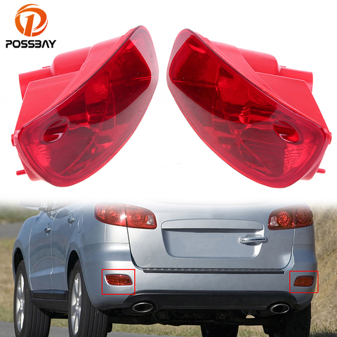 POSSBAY Car Rear Bumper Reflector Lights for Hyundai Santa Fe (CM) 2007 2008 2009 Pre-facelift Tail Fog Light Housing Red Lens ► Photo 1/6