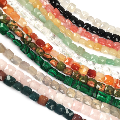 Natural Stone Faceted Square Shape Beading Agates Crystal Scattered Beads for Jewelry Making DIY Necklace Bracelet Accessories ► Photo 1/5