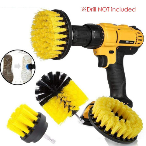 1 Set/3 PCS Electric Drill Brush Kit Plastic Round Cleaning Brush For Carpet Glass Car Tires Nylon Brushes Scrubber Drill ► Photo 1/6