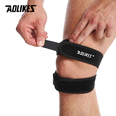 AOLIKES 1PCS Pressurized Knee Wrap Sleeve Support Bandage Pad Elastic Braces Knee Hole Kneepad Safety Basketball Tennis Cycling ► Photo 1/6