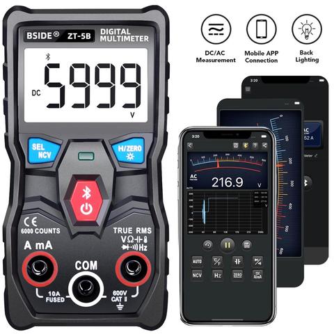 BSIDE ZT-5B Wireless Digital Multimeter Auto-Ranging True RMS 6000 Counts Voltmeter Volt Amp Ohm Hz NCV Diode Capacitance Temp ► Photo 1/3