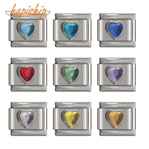 Hapiship Italian Charm 9mm Width Original Daisy Heart Charm Fit 9mm Bracelet Stainless Steel Jewelry Making DJ33 ► Photo 1/6
