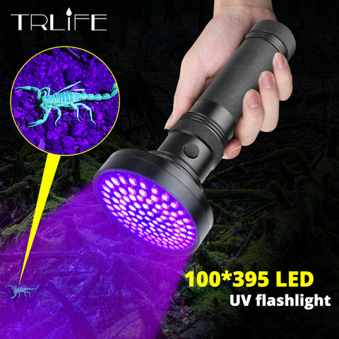 100W UV Flashlight 100 LEDs 395 nm UV LED Torch Back Detector Light for Dog Cat Urine, Pet Stains, Bed Bugs, Scorpions 6 x AA ► Photo 1/6