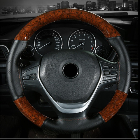 2022 Crystal Car Steering Wheel Cover Leather Braid On Car Steering Wheel Case Braiding Cover For Steering Wheel 38 cm ► Photo 1/6