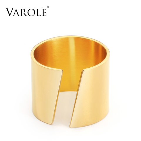 VAROLE Punk Simple Ring Gold Color Stainless Steel Minimalist Geometric Finger Rings For Women Fashion Jewelry ► Photo 1/6