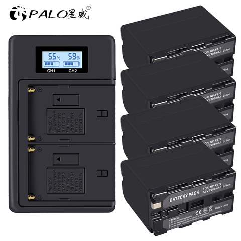 4Pcs 7.2V 7200mAh NP F960 F970 Power Display Battery+1 LCD Fast 3X faster Dual Charger for SONY F970 F960 F770 F570 CCD-RV100 ► Photo 1/6