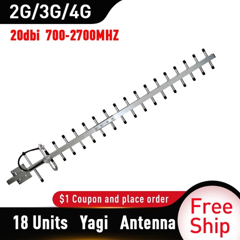 TFXSIGBOS 20dBi Gain Yagi Antenna 700-2700mhz Outdoor Antenna 2G 3G 4g Lte External Yagi Antenna With N Female outside Antenna ► Photo 1/5