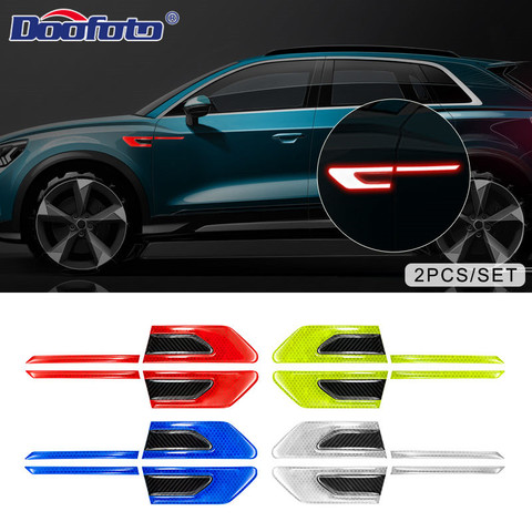2PCS Car Reflective Tape Bumper Reflective  Strip Warning Safety Mark Carbon Fiber Stickers Auto Styling Accessories for all car ► Photo 1/6