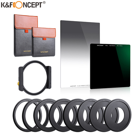 K&F Concept ND1000 + GND8 Square Filter Multi-Coated Neutral Density Filter with One Filter Holder 8pcs Filter Ring adapters ► Photo 1/6