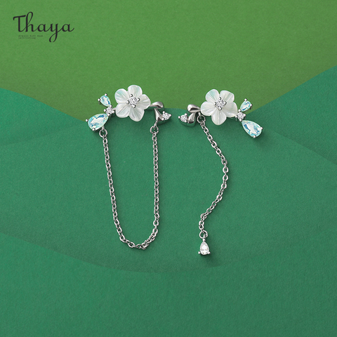 Thaya Original Silver Color Studs Earring Chain Shell Flower Dangle High Quality For Women Earring Season Series Fine Jewelry ► Photo 1/6