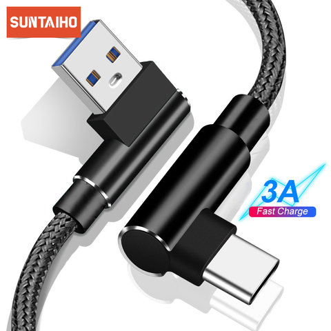 1 2 3m 90 Degree Fast Charge Data Type C Cable for Samsung S21 S20 Ultra Plus Huawei Xiaomi Oneplus Android Mobile Phone Cables ► Photo 1/6