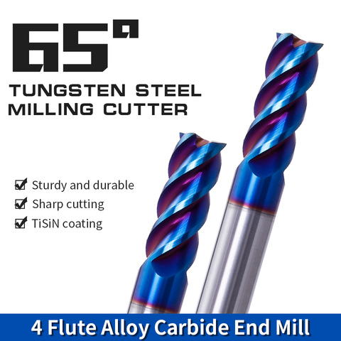 HRC65 Carbide End Mill Alloy Carbide Milling Cutter 4Flutes Tungsten Steel Face EndMills CNC Machine Cutting Tools 1mm 6mm 8mm ► Photo 1/6