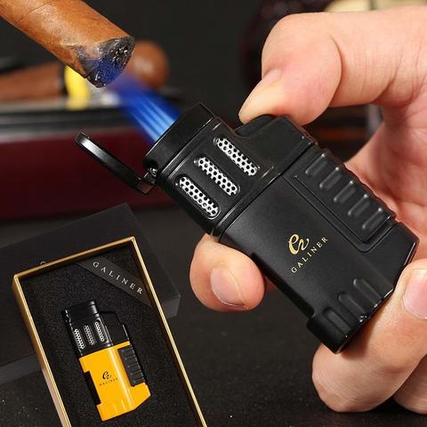 Plastic Lighters Windproof  Jet Cigar Lighter Butane Refilling Cigarette Torch Lighter For COHIBA Cigar Smoking Tool Accessories ► Photo 1/6