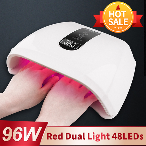 High Power 96W RED Light LED Nail Lamp Two Hands Gel UV Lamp Manicure Nail Polish Dryer Machine for Fast Drying All Gel Polish ► Photo 1/6