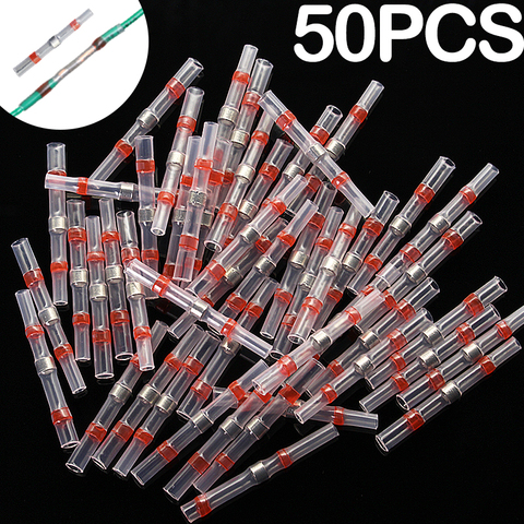 50PCS Solder Seal Wire Connectors - Heat Shrink Solder Butt Connectors - Solder Connector Kit - Automotive Marine Insulated ► Photo 1/6
