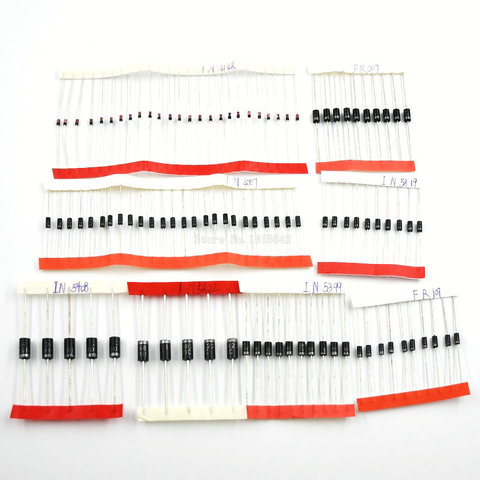 1N4148 1N4007 1N5819 1N5399 1N5408 1N5822 FR107 FR207 8values=100pcs,Electronic Components Package,Diode Assorted Kit ► Photo 1/2