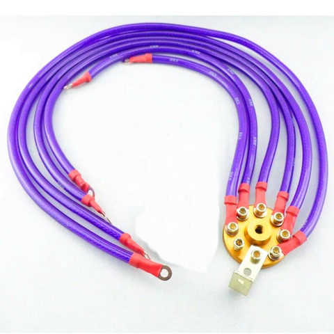 Racing universal Grounding Cable Wire Kit For Universal Car Earth System Grounding Cable Purple High Quality 6 points ► Photo 1/1