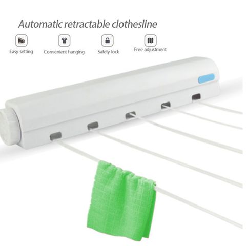 Wall Mounted 4/5 Clothes Line Retractable Laundry Hanger Indoor Outdoor Clothes Drying Rack Clothesline Rope ► Photo 1/6