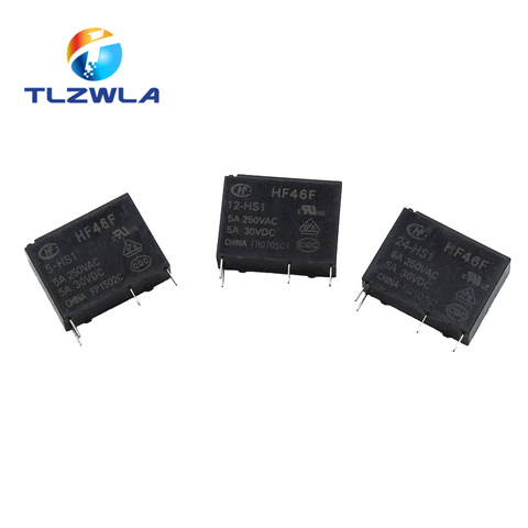 10PCS/lot 30VDC Power Relays HF46F-005-HS1 HF46F-012-HS1 HF46F-024-HS1 5-HS1 12-HS1 24-HS1 5A 250VAC 4PIN 5V 12V 24V DC ► Photo 1/5