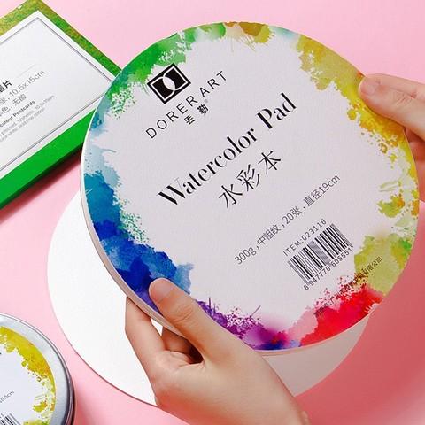 Dorerart Round Cotton Watercolor Paper Pad Postcard 300g Aquarelle Professional Painting Paper Hand Painted Aquarel Art Supplies ► Photo 1/6