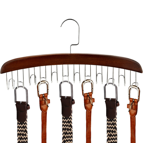 Multifunctional Wooden Belt Hanger Belts Rack Tie Hanger Scarf Holder Organizer Wardrobe Closet Storage Hanger 8 12 24 hooks ► Photo 1/4