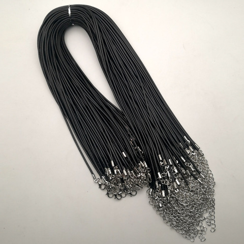 Fashion 2.0MM 45cm 60cm 70cm +5cm black Wax rope lobster clasp necklace lanyard Jewelry pendant cords 100pcs/lot Free shipping ► Photo 1/6