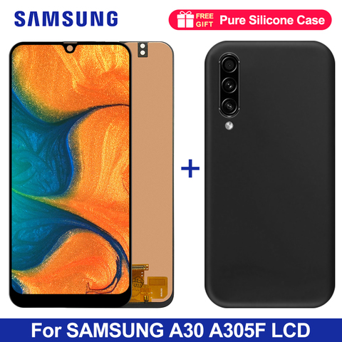 For Samsung A30 A305 SM-A305F A305FN A305GN A305S LCD Display touch screen Digitizer Assembly With matte soft tpu phone case ► Photo 1/6