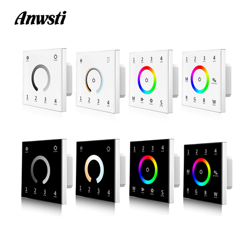 DMX512 Master Touch Panel Glass Wall Mounted RF 2.4G Controller Dimmer 220V 230V 110V Single Color CCT RGB RGBW LED Strip Light ► Photo 1/6