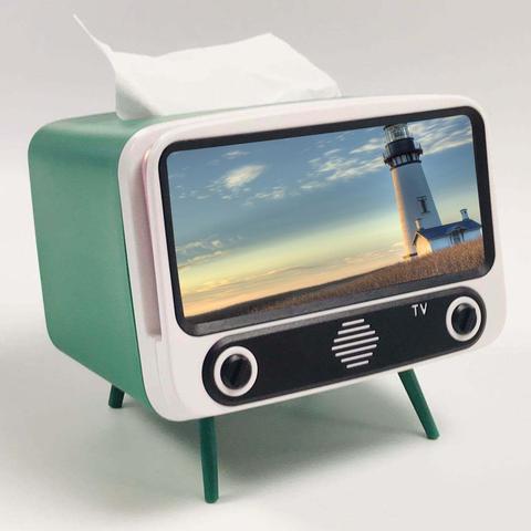 NEW Portable reative TV Tissue Box Desktop Paper Holder Dispenser Storage Napkin Case Organizer with Mobile Phone Holder ► Photo 1/6