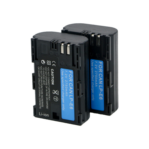 2 PCS 2750mAh LP-E6 LPE6 Camara Battery For Canon EOS 5D Mark II 2 III 3 6D 7D 60D 60Da 70D 80D DSLR EOS 5DS ► Photo 1/6