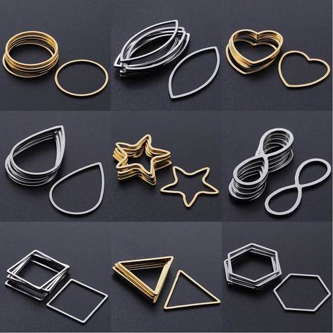 10pcs/lot 100% Stainless Steel   Hollow Geometric Square Circle Triangle Charms Wholesale Never Tarnish Jewelry Making Charms ► Photo 1/6