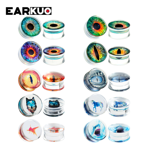 EARKUO Popular Eyeball Animal Transparent Acrylic Ear Plugs Gauges Body Piercing Jewelry Ear Tunnels Stretchers For Men Women ► Photo 1/6