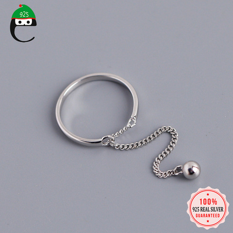 Trustdavis Authentic 925 Sterling Silver Sweet Beads Chain Open Finger Ring For Women Sterling Silver Wedding Jewelry Gift DA817 ► Photo 1/6