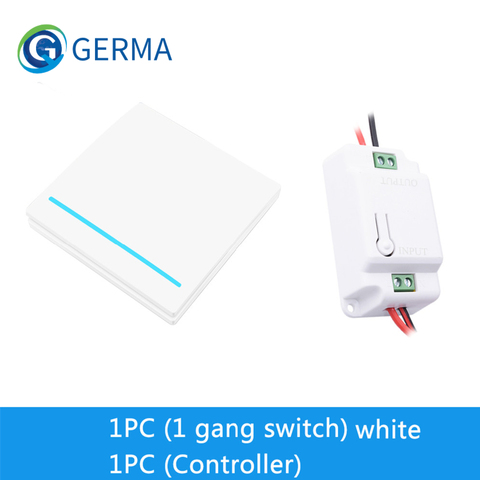 GERMA 433Mhz Wireless smart push Switch Light button RF Remote Control AC 110V 220V Receiver Wall Panel Bedroom Ceiling Lamp ► Photo 1/6