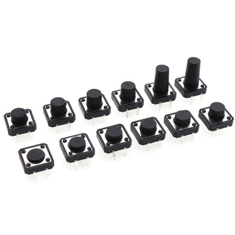 50pcs Black Copper 4Pin 12*12*4.3/4.5/5/6/7/8/9/10/11/12/13/14/15/16/17/18/19/20H Toy Mini Micro Push Button DIP Tactile Switch ► Photo 1/6