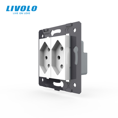 Livolo Socket DIY Parts White Plastic Materials EU standard two gangs  Switzerland Function Key, VL-C7-C2CH-11 ► Photo 1/6