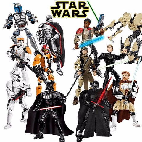 Star Wars Buildable Figure Stormtrooper Darth Vader Kylo Ren Chewbacca Boba Jango Fett General Grievou Action Figure Kid Boy Toy ► Photo 1/1