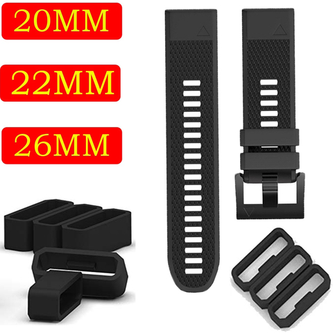 Smart watch band keeper for Garmin Fenix 5 6 5S 6S 5X Plus 6X Pro silicone Rubber ring replacement wristbands buckle  26 22 20mm ► Photo 1/6