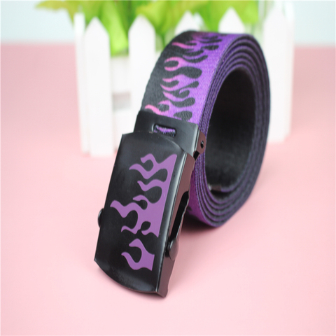 New Style Flame Print Men Women Unisex Plain Webbing Belts High Quality Nylon Belts Fashion Men's Jeans Waist Belt Longer 160cm ► Photo 1/6