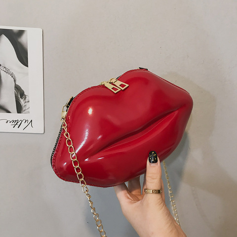 Lips Shape PVC Handbags Solid Zipper Shoulder Bag Crossbody Messenger Phone Coin Bag Evening Party Clutches Bolsas Feminina Saco ► Photo 1/6