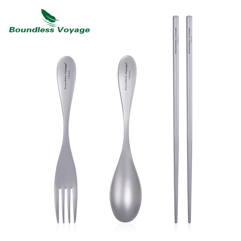 Boundless Voyage Titanium Tableware Camping Spoon Fork Chopsticks Set Ultralight Outdoor Cutlery for Picnic Travel Hiking ► Photo 1/6