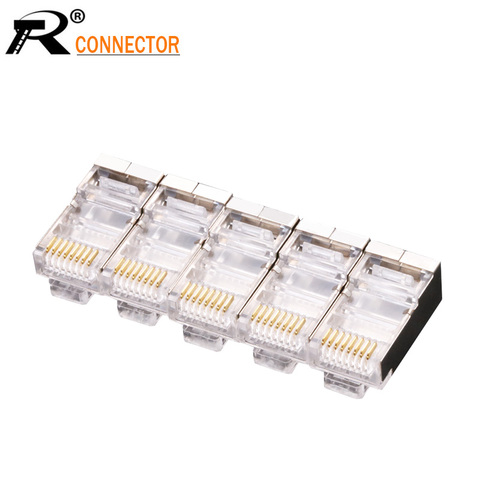 10pcs 8P8C Crystal 8Pin RJ45 Modular Plug Rj-45 Network Cable Connector Adapter for Cat6/Cat5E Rj45 Ethernet Cable Plugs Heads ► Photo 1/6